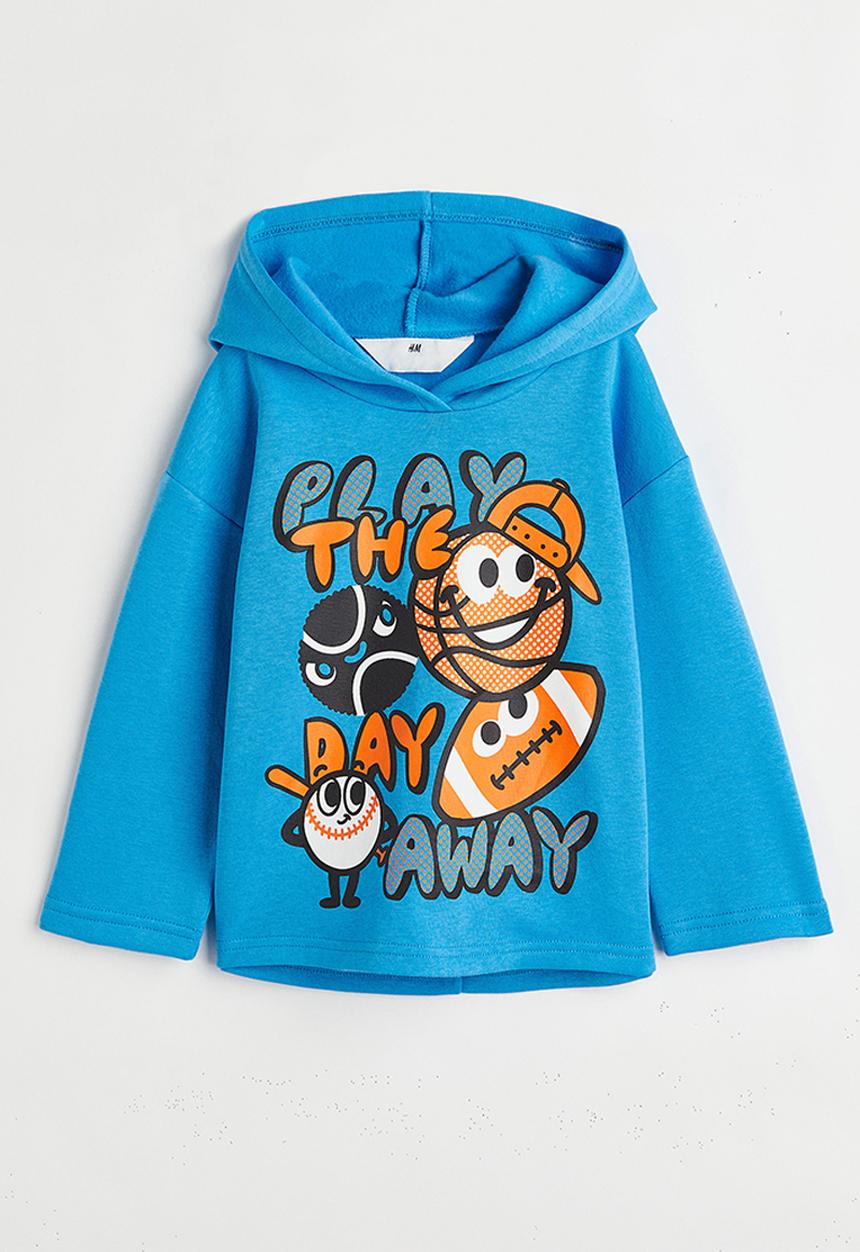 H&M - Printed hoodie - blue/play the day away