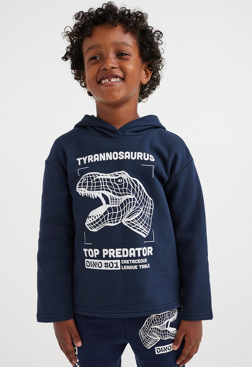 H&M - Printed hoodie - dark blue/dinosaur