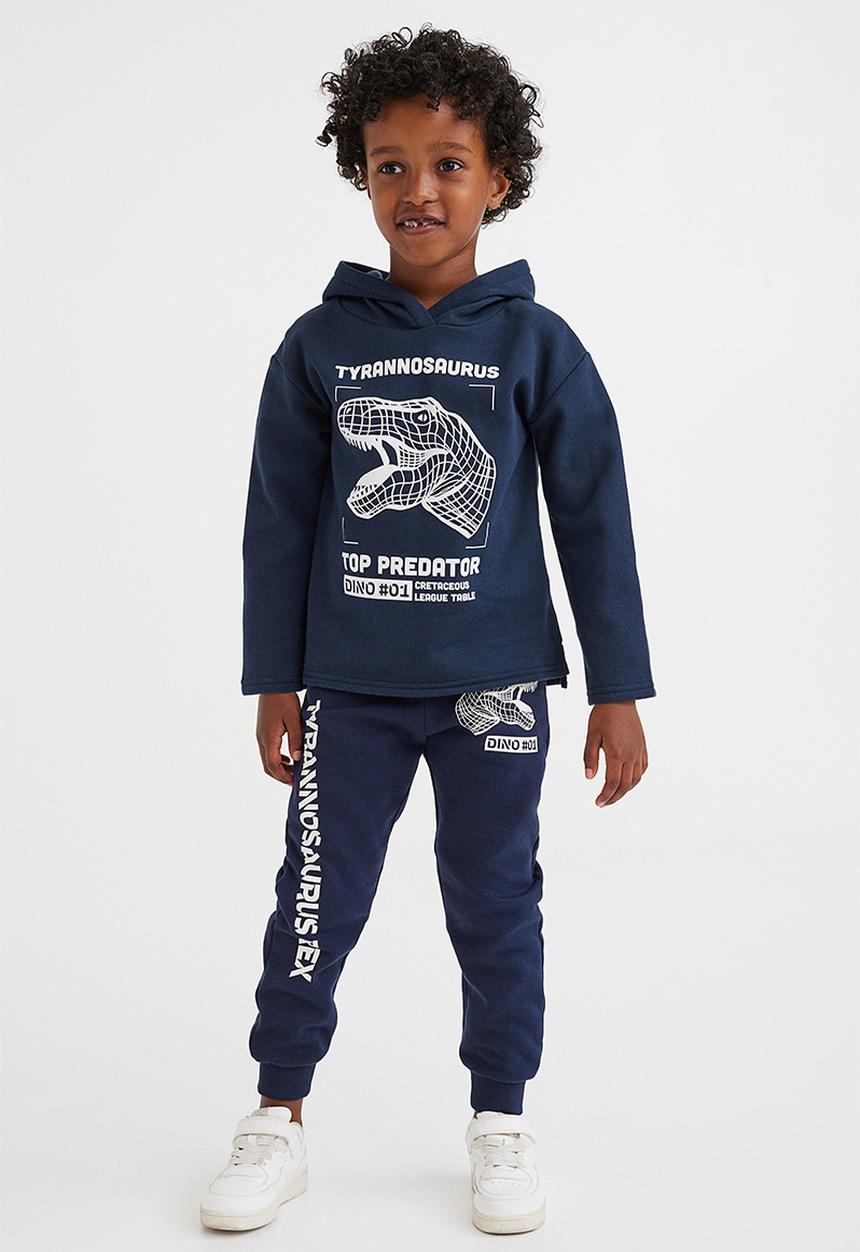 H&M - Printed hoodie - dark blue/dinosaur