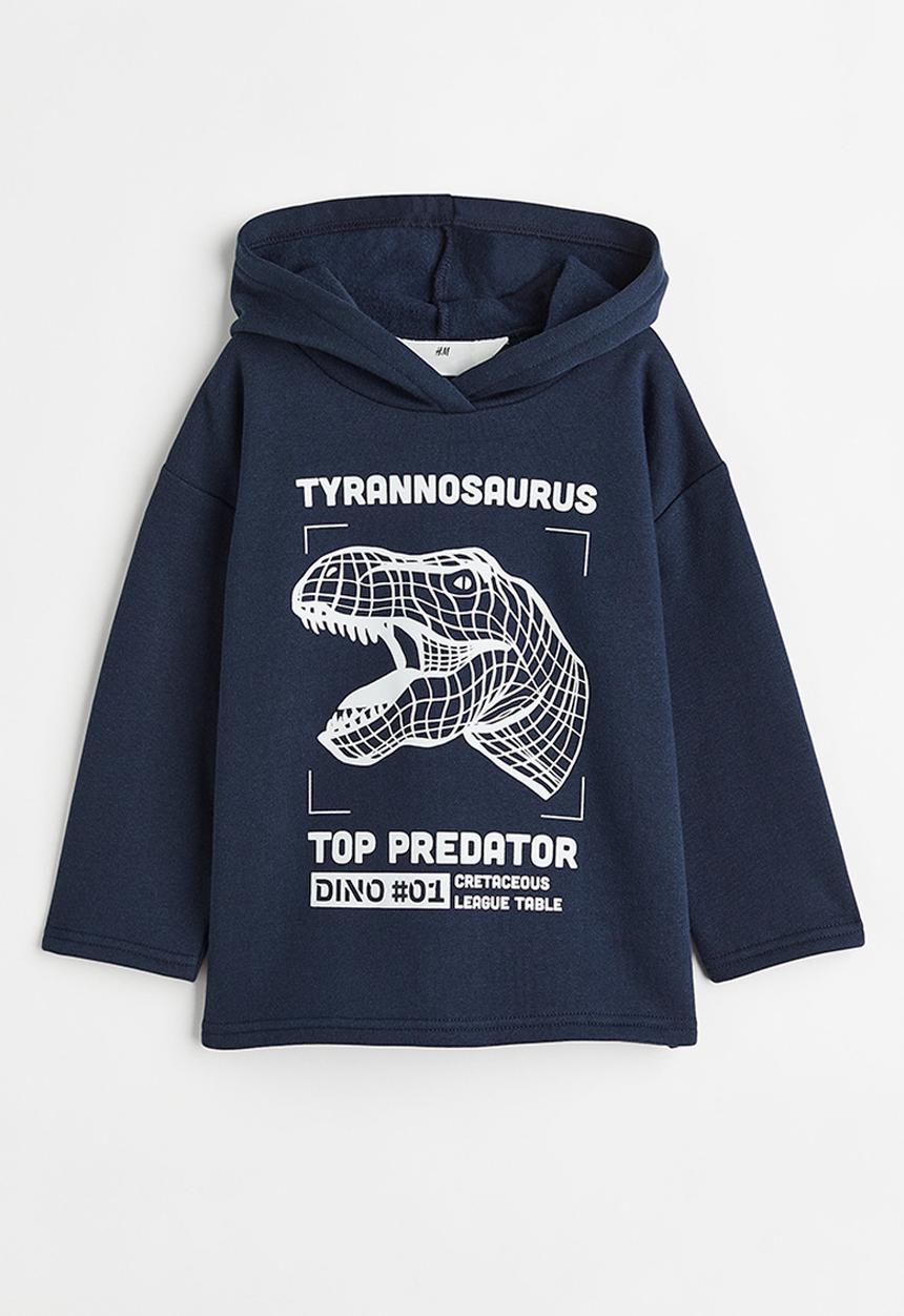 H&M - Printed hoodie - dark blue/dinosaur