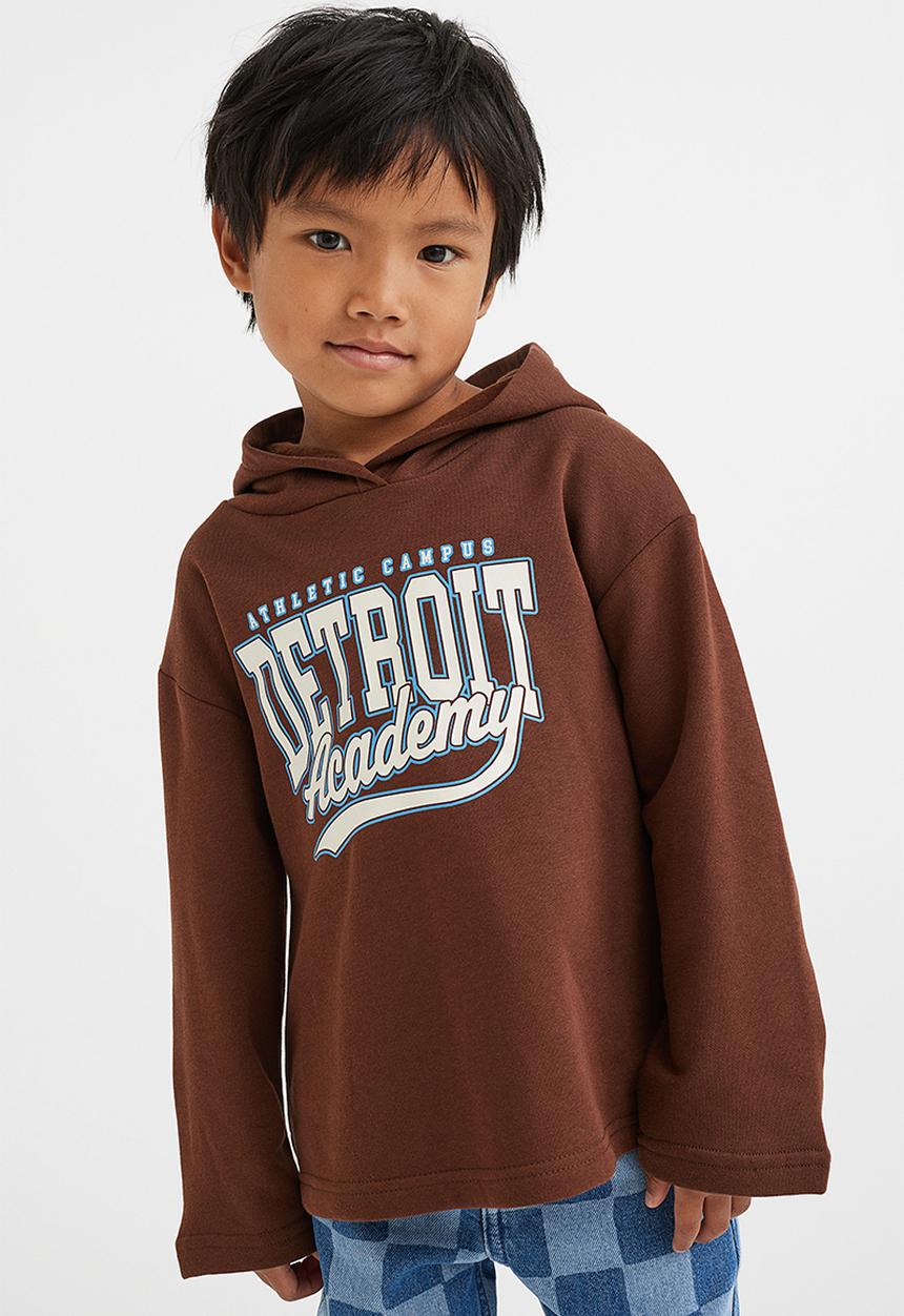 H&M - Printed hoodie - dark brown/detroit