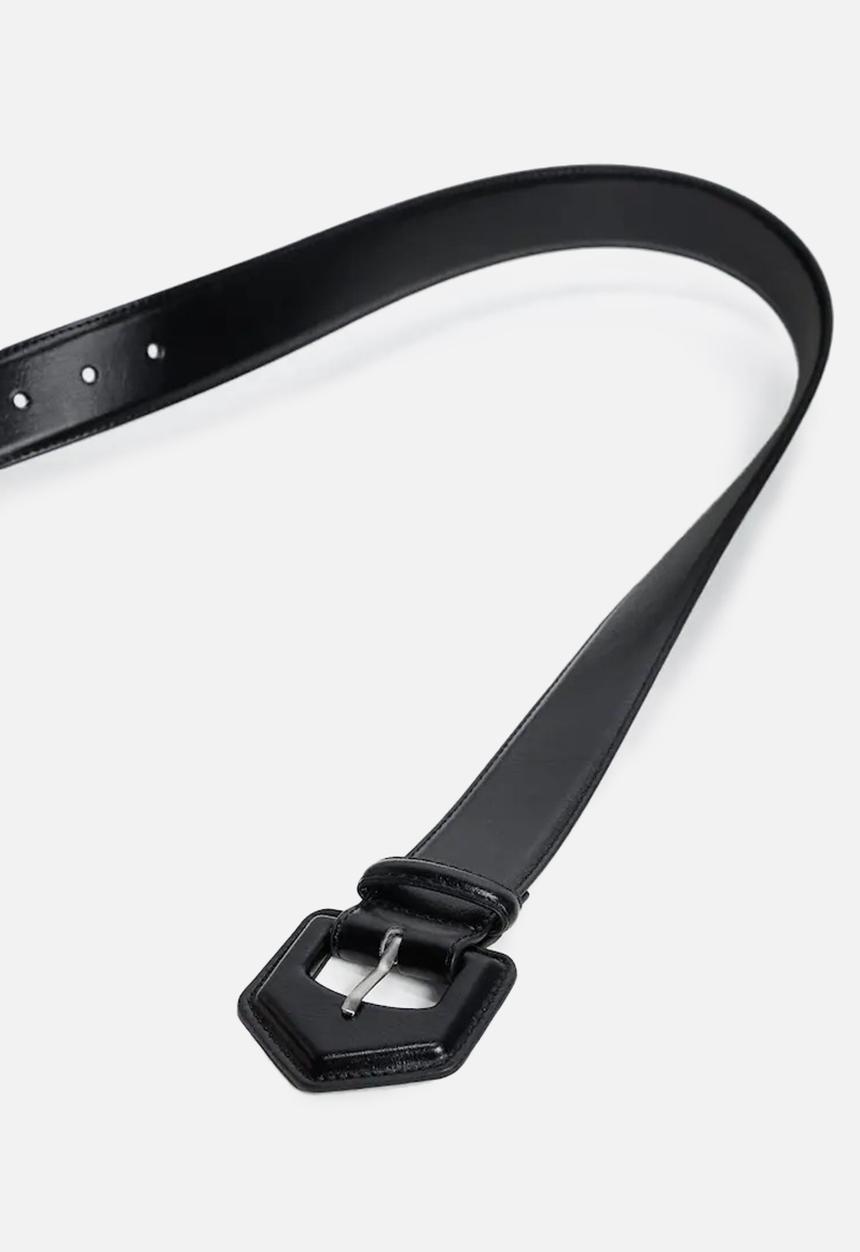 MANGO - Covered buckle belt - black