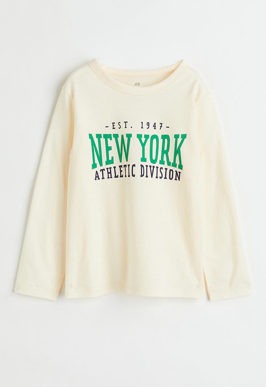 H&M - Cotton jersey top - natural white/new york
