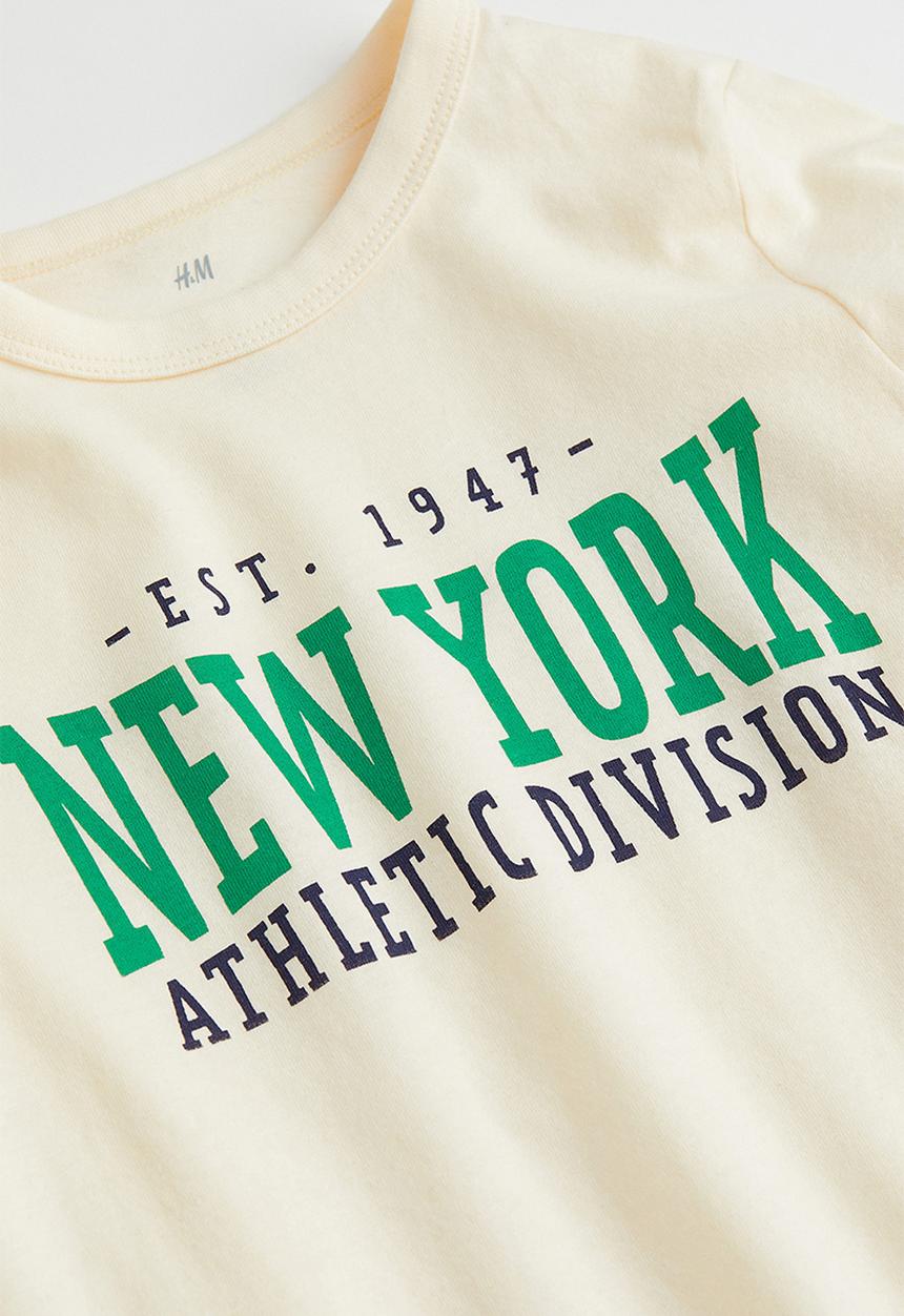 H&M - Cotton jersey top - natural white/new york