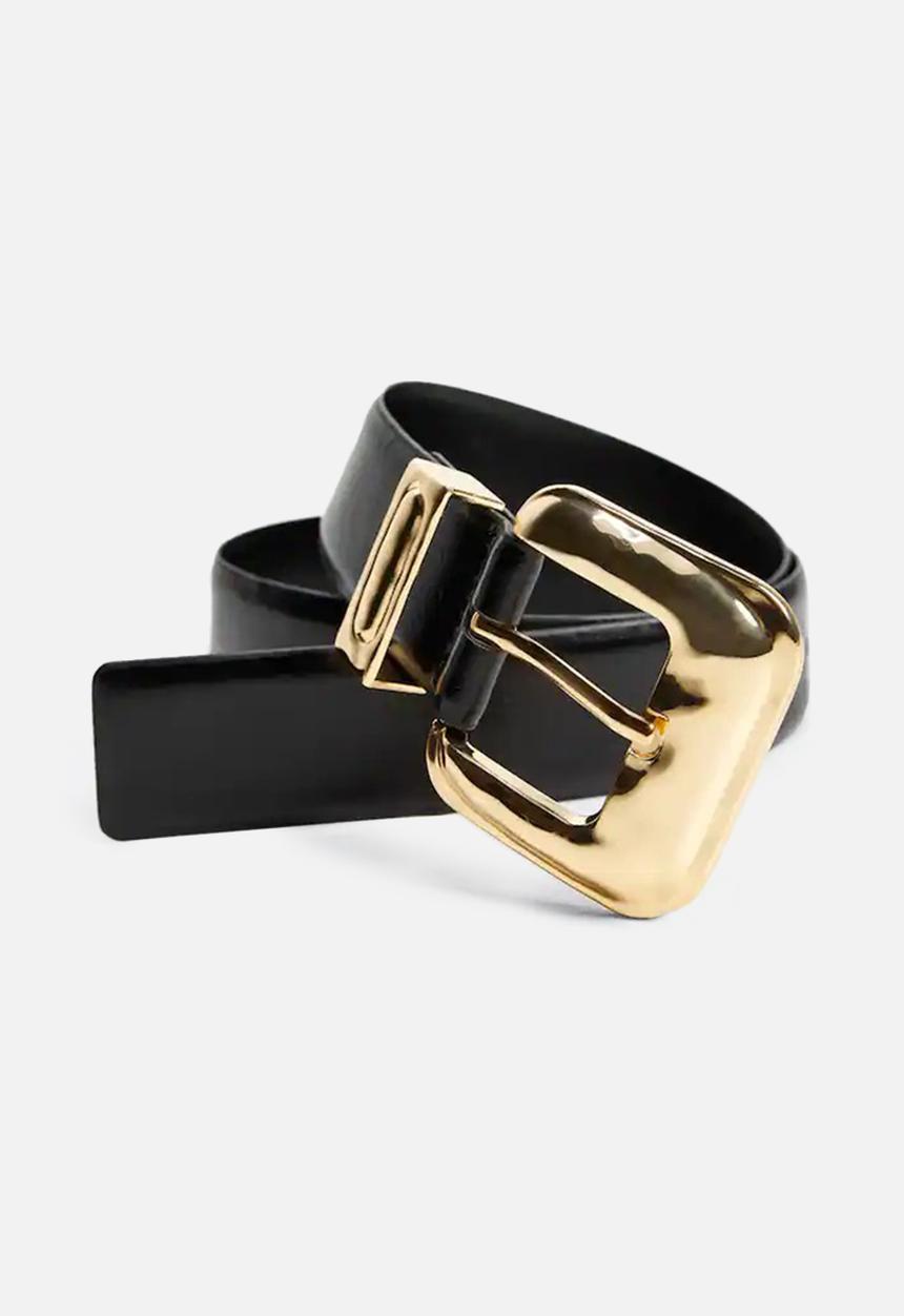MANGO - Square buckle belt - black