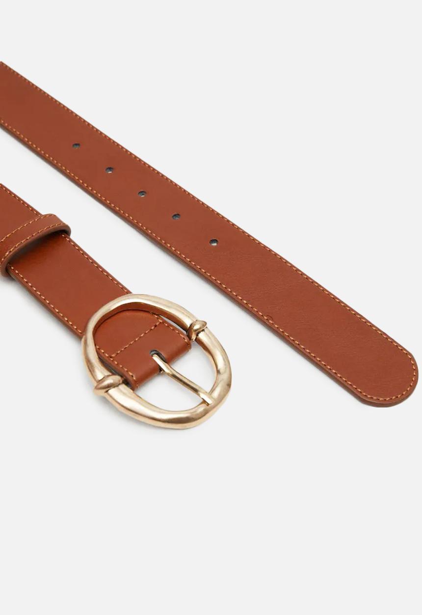 MANGO - Rounded buckle belt - medium brown