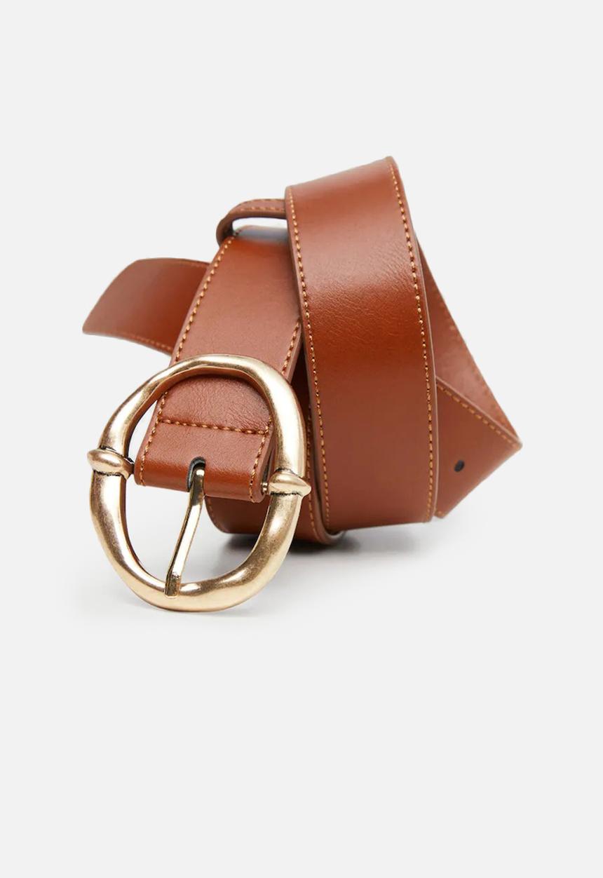 MANGO - Rounded buckle belt - medium brown