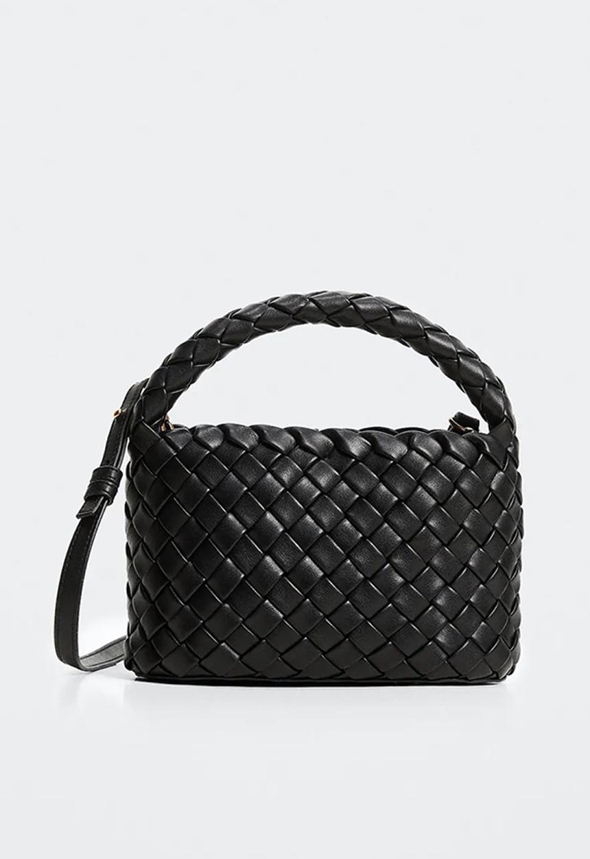 MANGO - Braided bag gabi - black