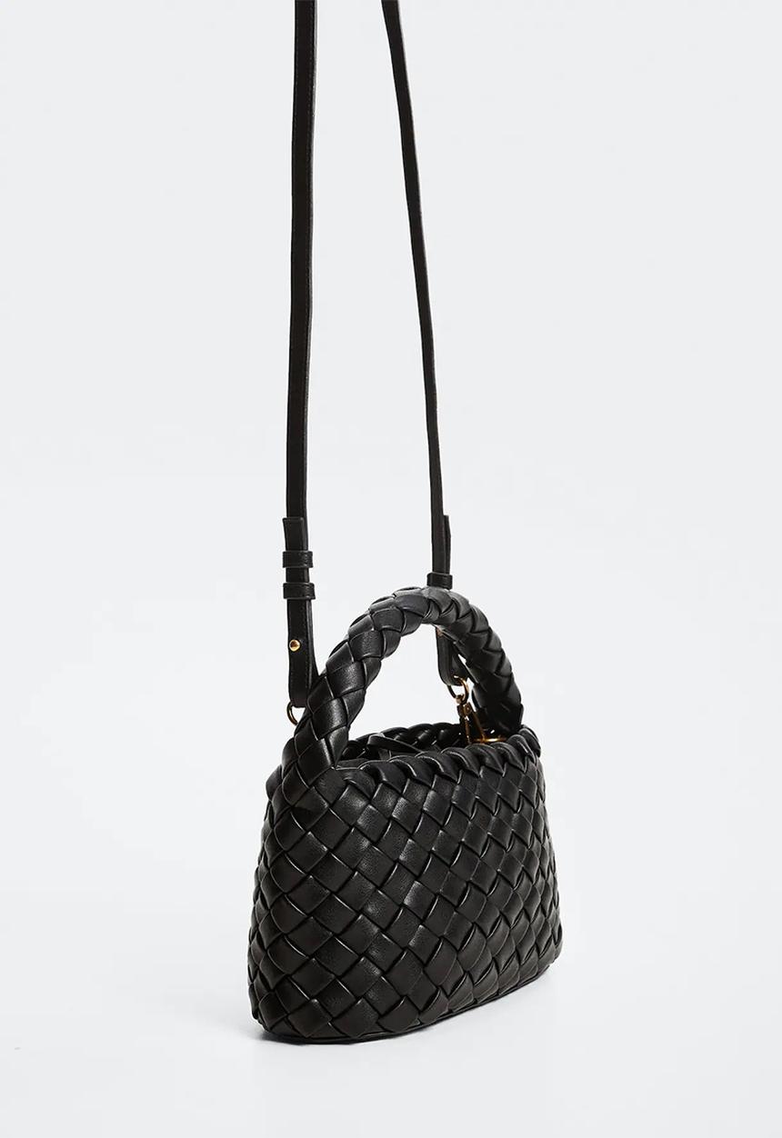 MANGO - Braided bag gabi - black