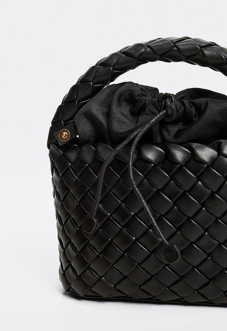 MANGO - Braided bag gabi - black