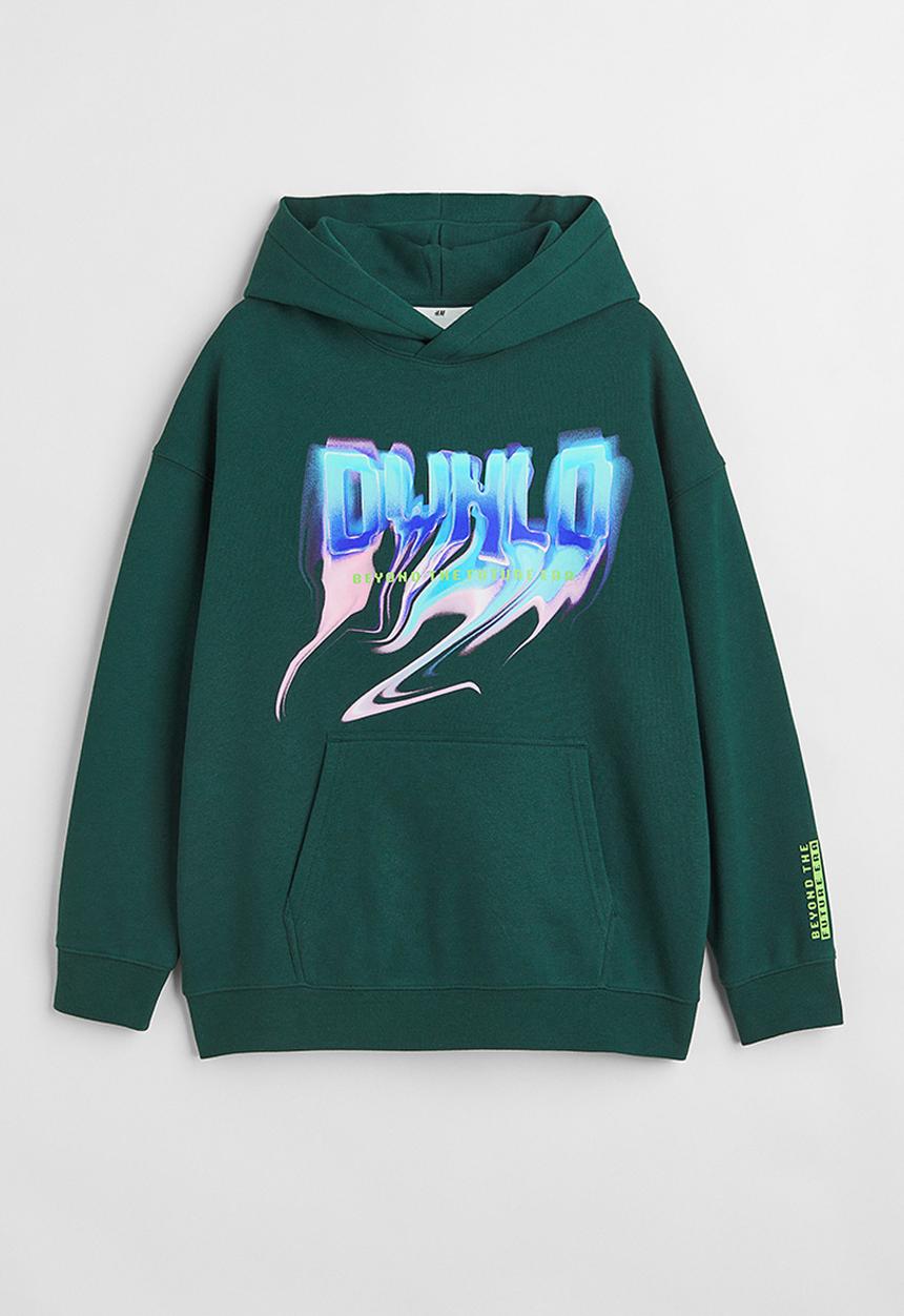 H&M - Oversized hoodie - dark green/dwnld