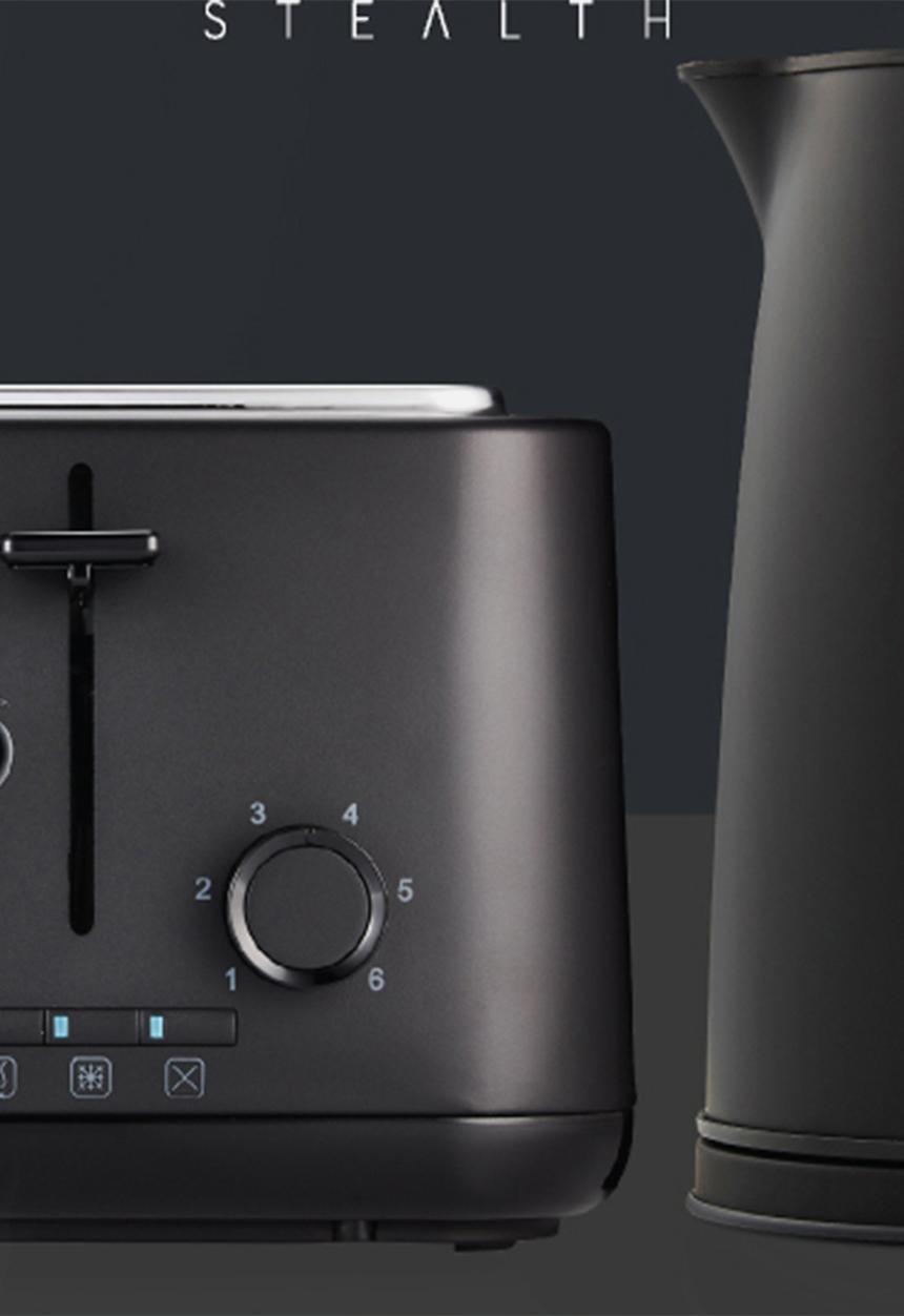 Swan - Stealth Kettle & 4 Slice Toaster - Black