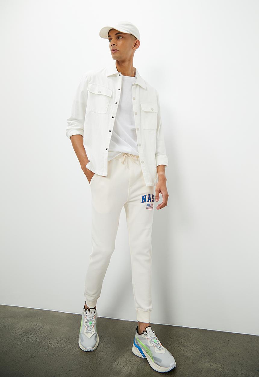 Superbalist - Madrid slim fit nasa print sweatpants - ecru
