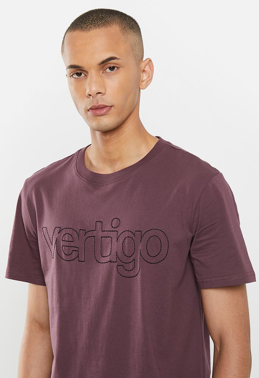 Vertigo - Mens vertigo embroidered crew tee short sleeve - egg plant