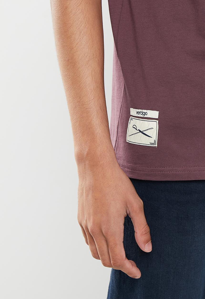 Vertigo - Mens vertigo embroidered crew tee short sleeve - egg plant