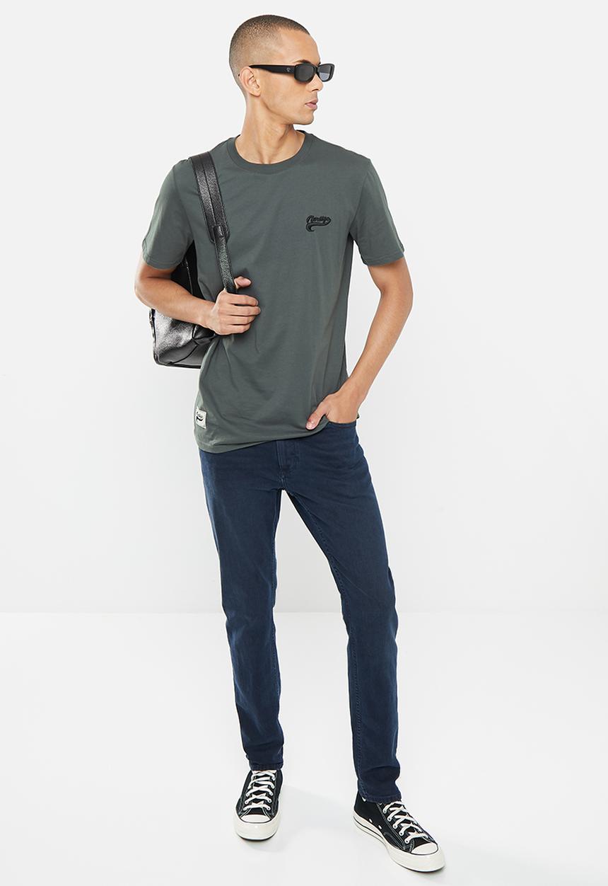 Vertigo - Mens vertigo embroidered crew tee short sleeve - dark shadow
