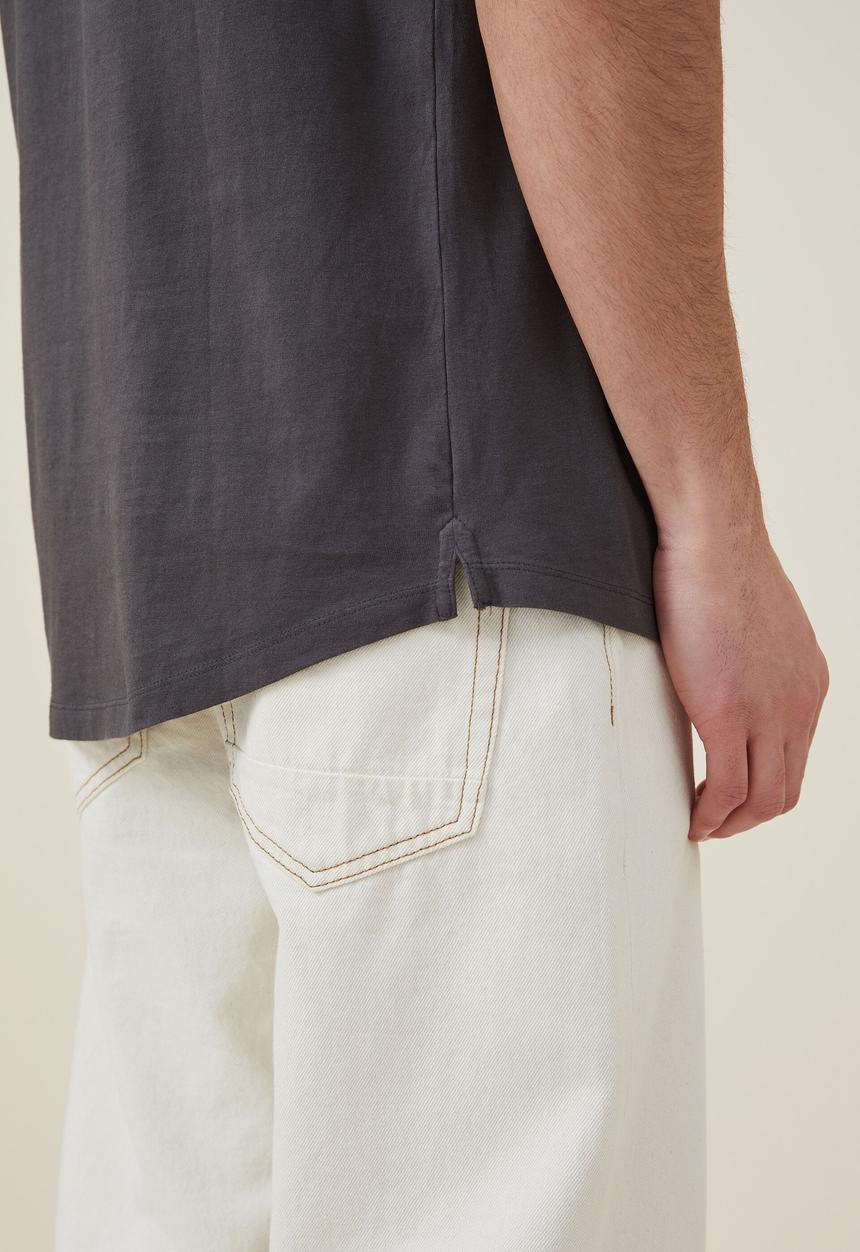 Cotton On - Organic longline T-shirt - faded slate