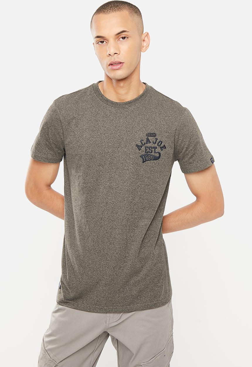 Aca Joe - Mens aca joe jasper left chest embroidered crew tee - dark grey