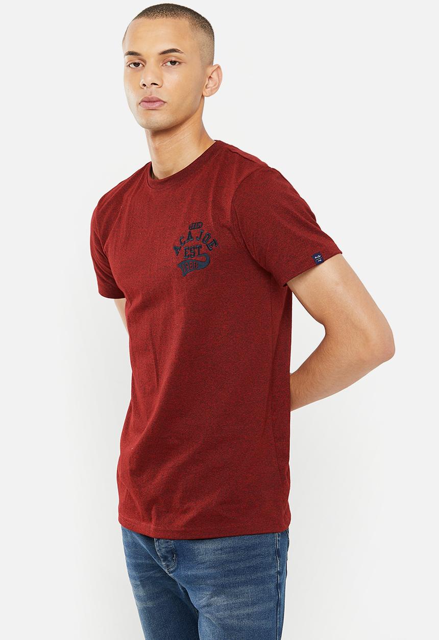 Aca Joe - Mens aca joe jasper left chest embroidered crew tee - red