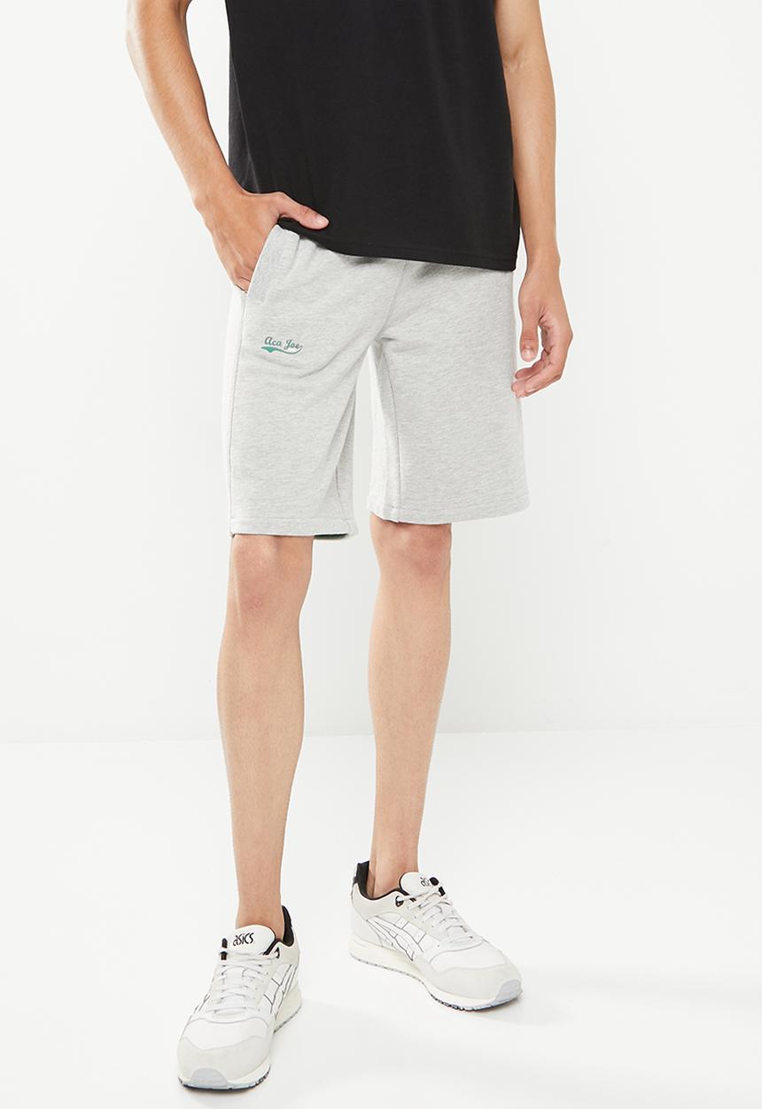 Aca Joe - Mens aca joe small logo shorts - grey melange
