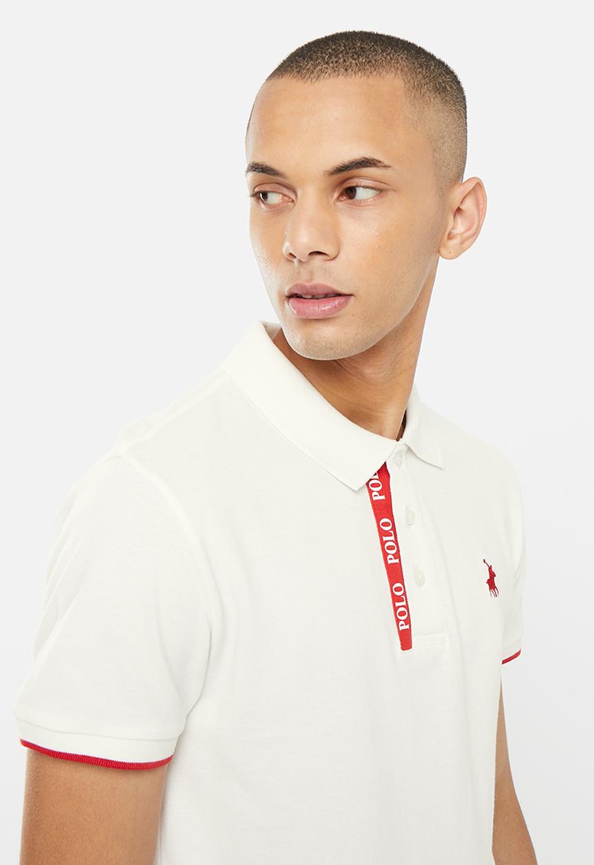 POLO - Men logo placket golfer  - white
