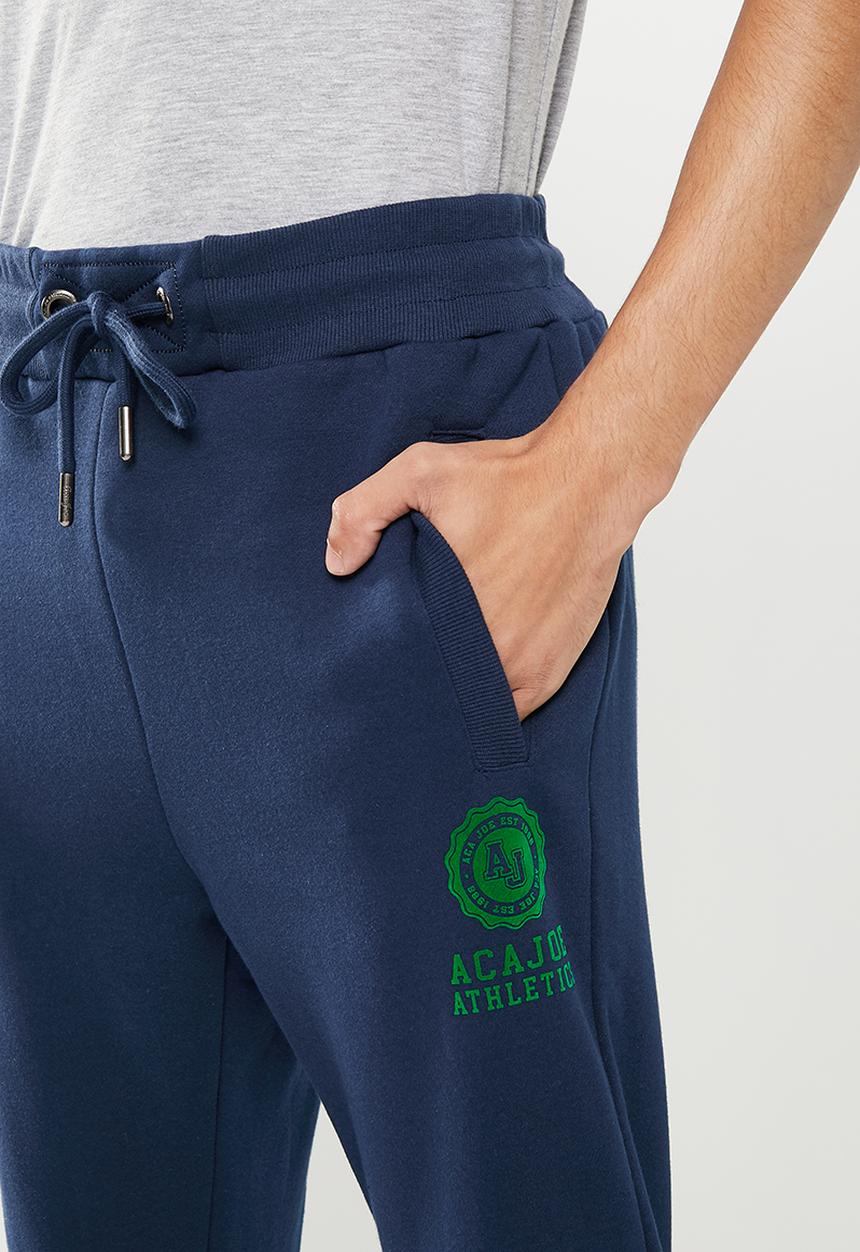 Aca Joe - Mens aca joe flock emblem fleece jogger - navy