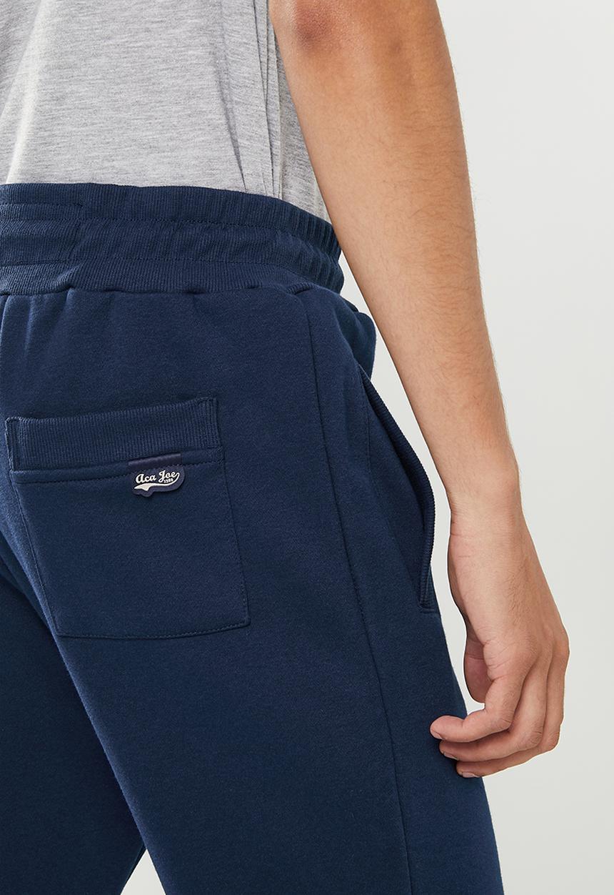 Aca Joe - Mens aca joe flock emblem fleece jogger - navy