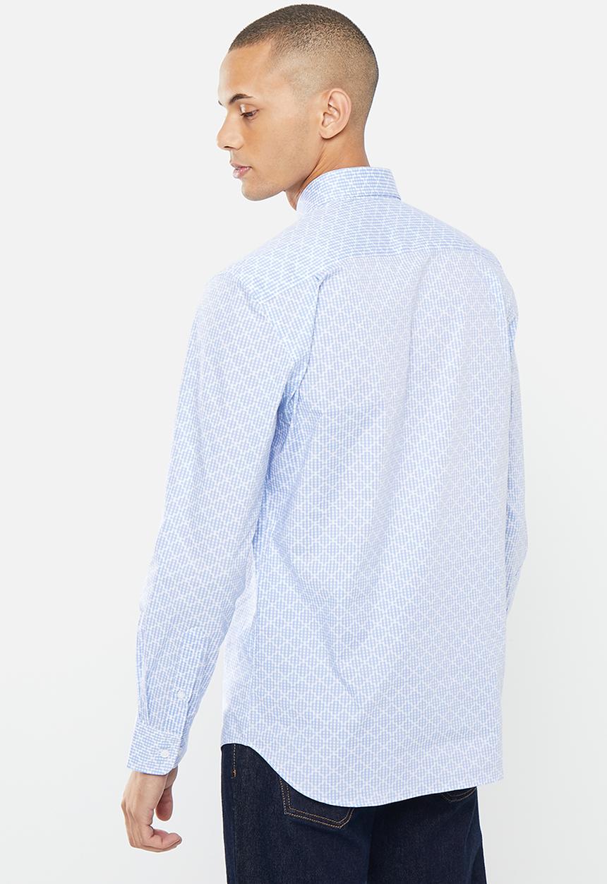 POLO - Men printed geo ls shirt - white