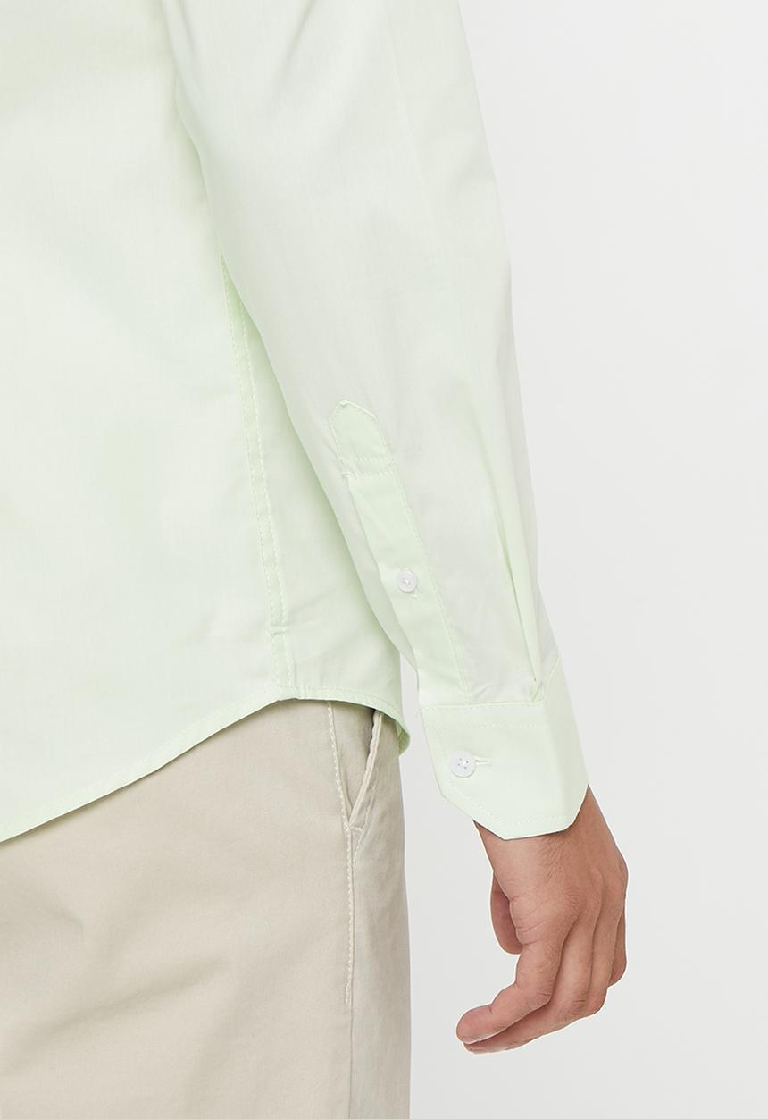 POLO - Men slim fit plain ls shirt - lt green