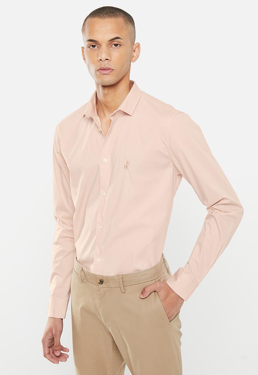 POLO - Men slim fit plain ls shirt - pink