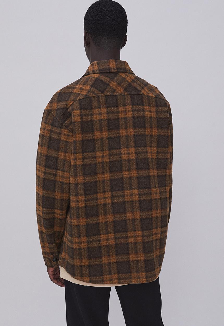 H&M - Relaxed fit overshirt - dark brown/checked