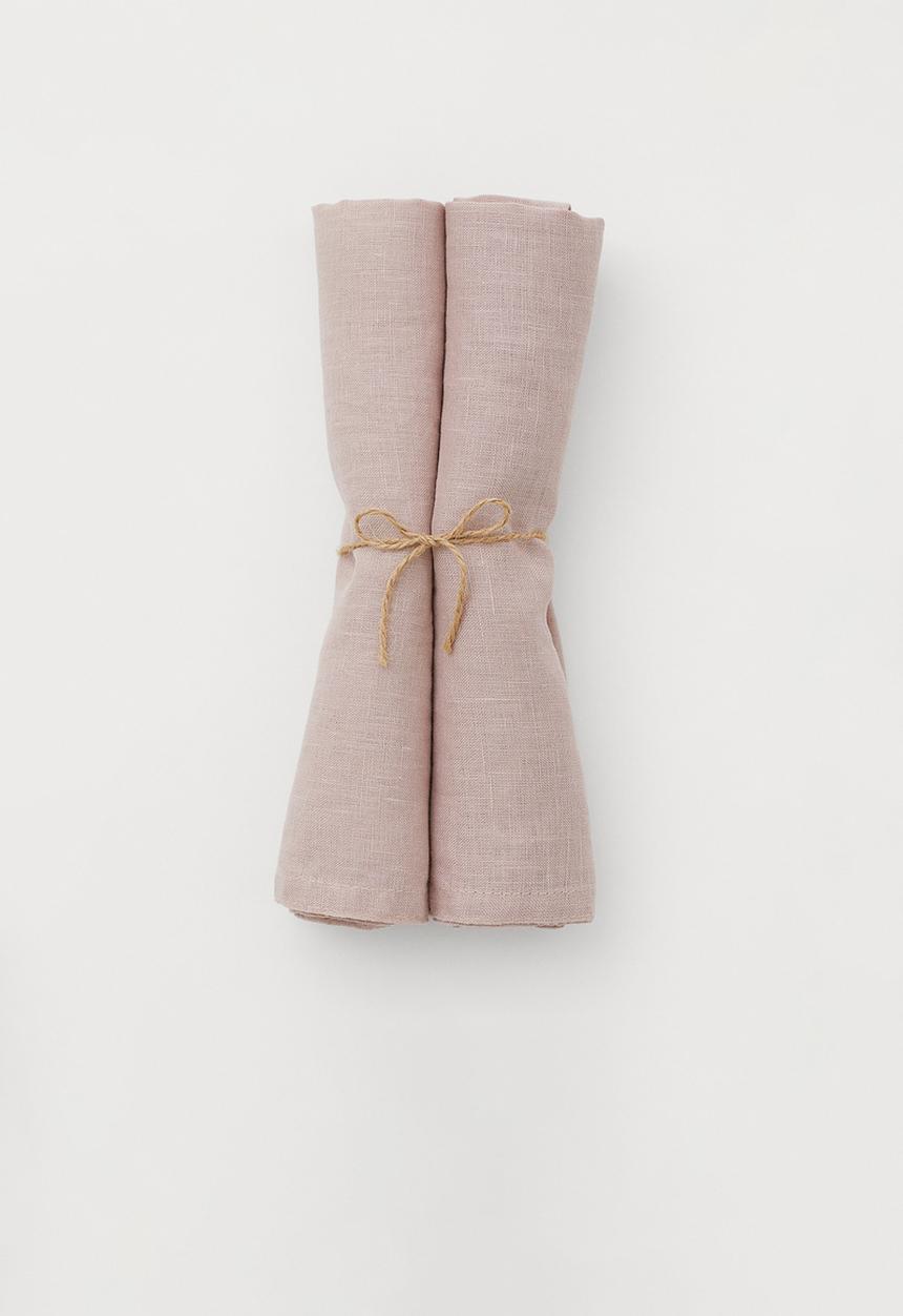 H&M - 2-pack linen napkins - pink/beige