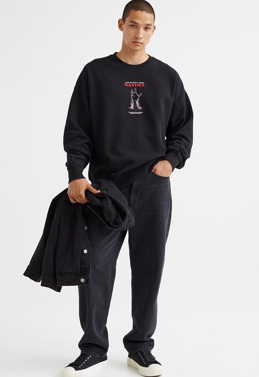 H&M - Relaxed fit sweatshirt - black/nasties