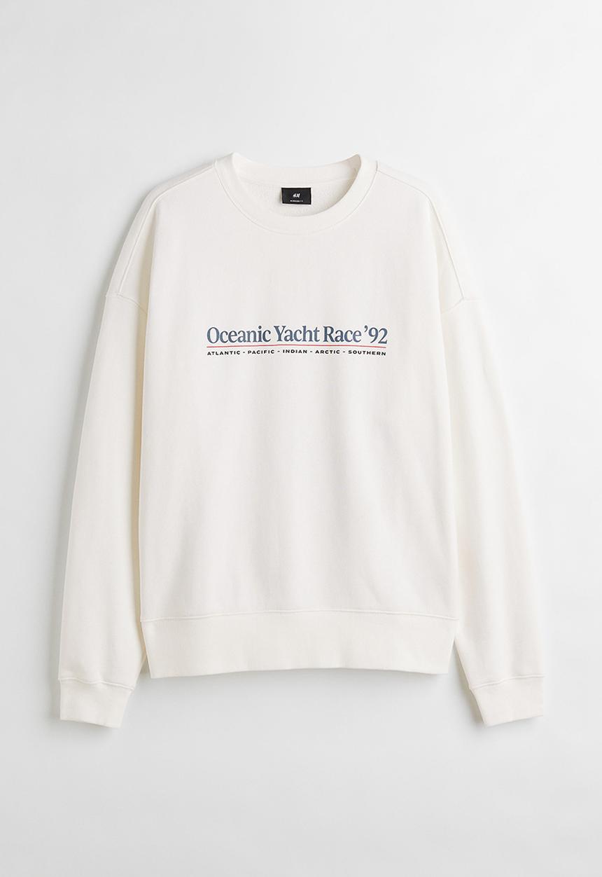 H&M - Relaxed fit sweatshirt - cream/yacht race