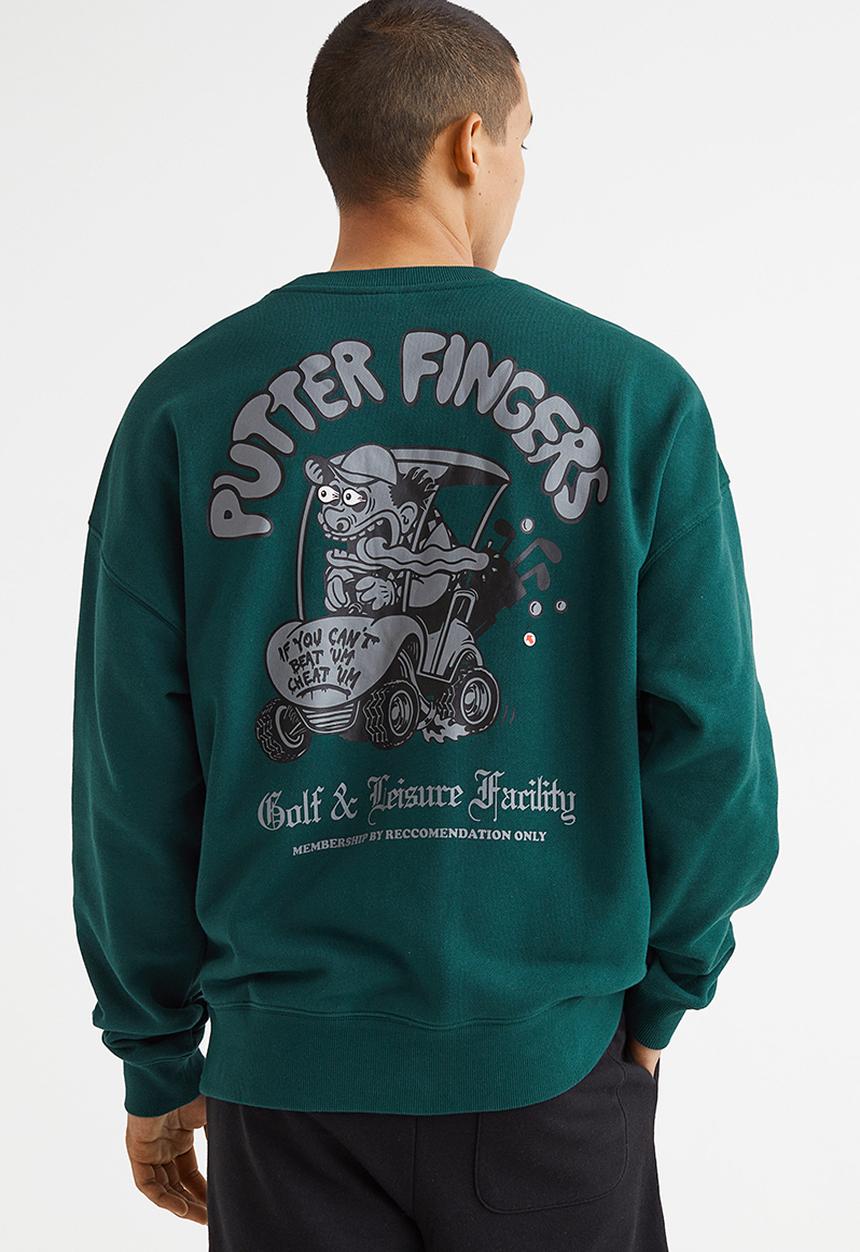 H&M - Relaxed fit sweatshirt - dark green/putter fingers