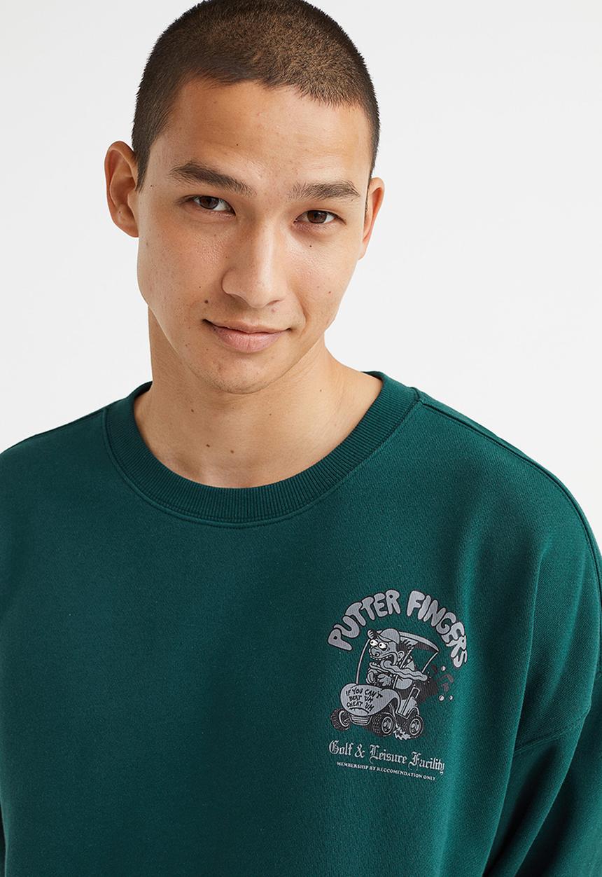 H&M - Relaxed fit sweatshirt - dark green/putter fingers