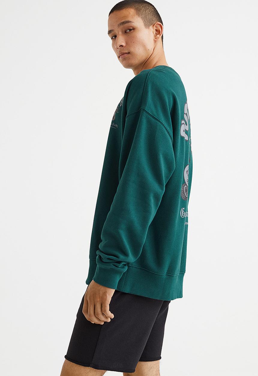 H&M - Relaxed fit sweatshirt - dark green/putter fingers