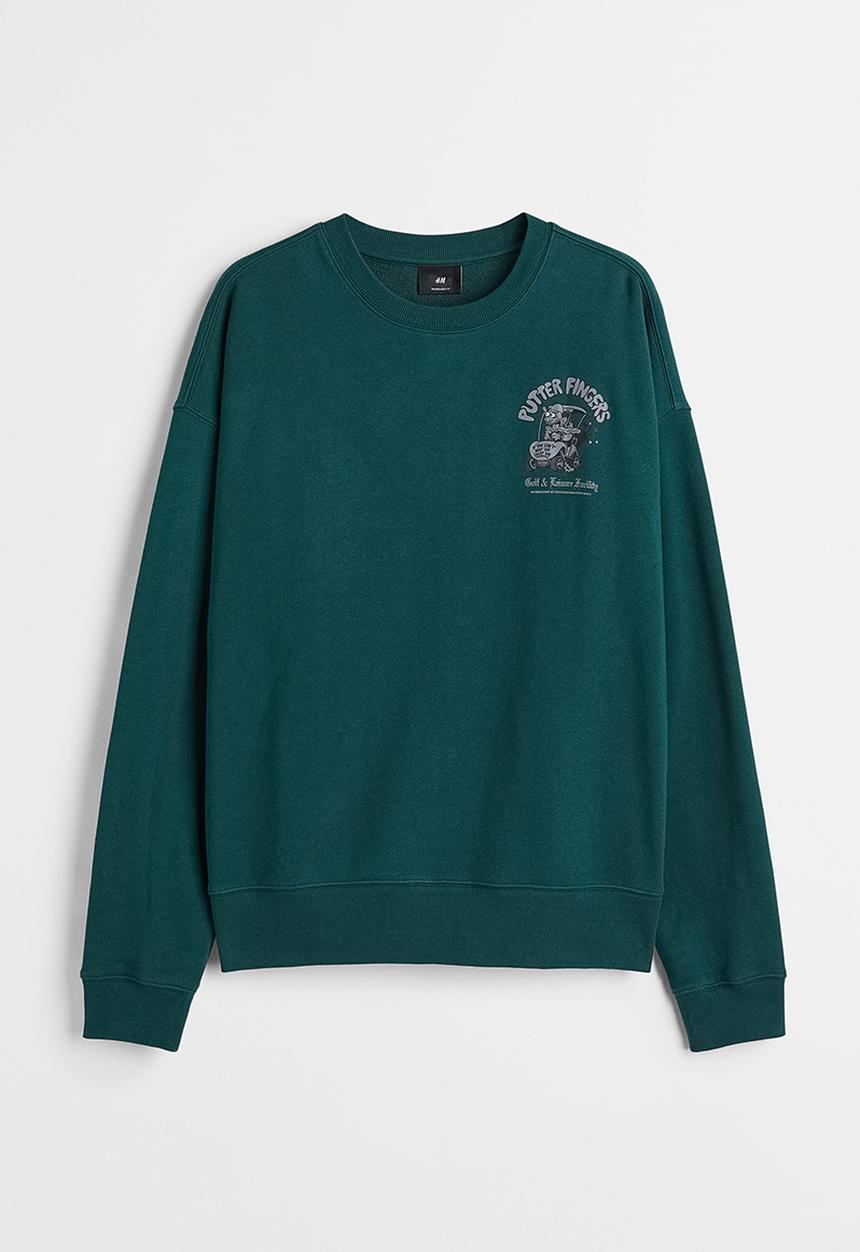 H&M - Relaxed fit sweatshirt - dark green/putter fingers