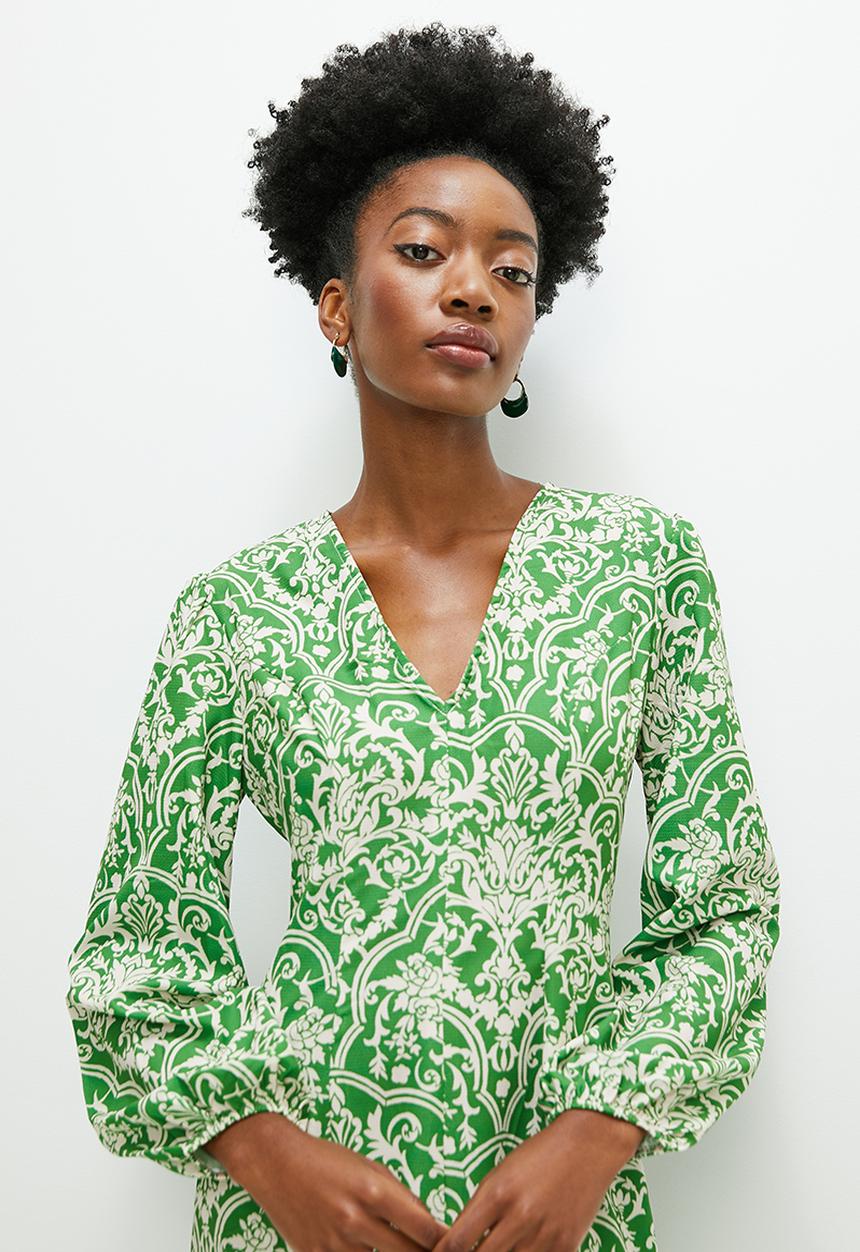 edit - Printed paneled fit and flare maxi dress - oriental floral