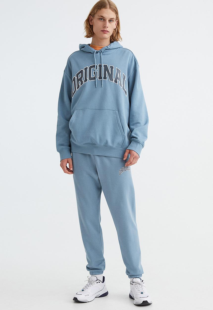 H&M - Regular fit printed sweatpants - light blue/original