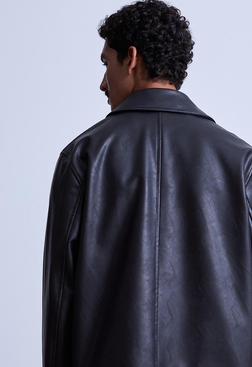 H&M - Imitation leather jacket - black