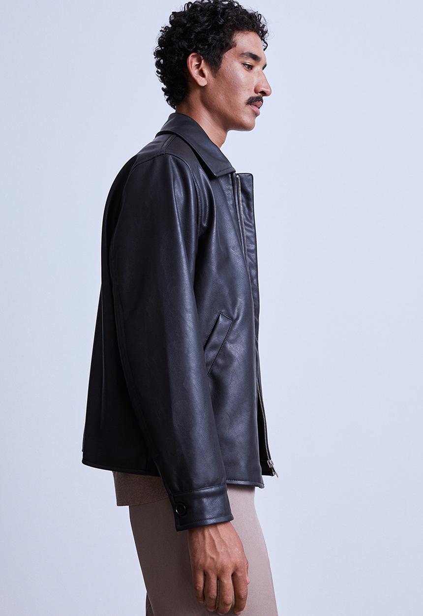 H&M - Imitation leather jacket - black