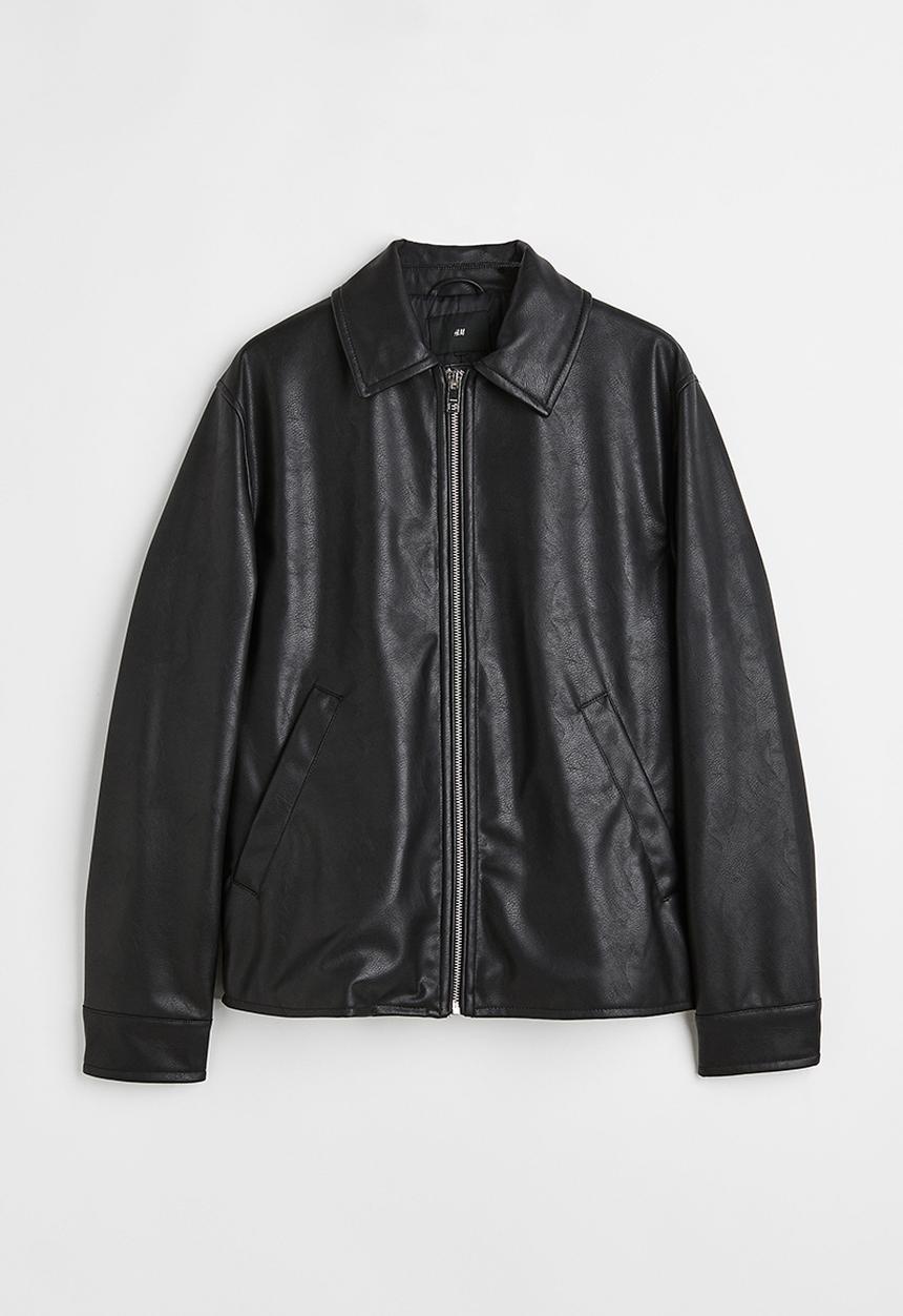 H&M - Imitation leather jacket - black