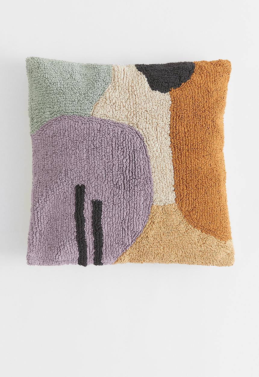 H&M - Tufted cotton cushion cover - purple/multi