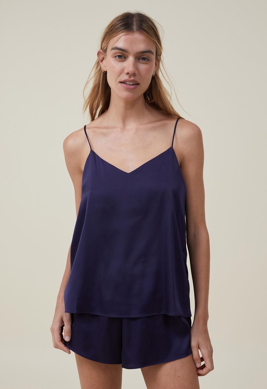 Cotton On - Body satin cami sleep set - navy vision