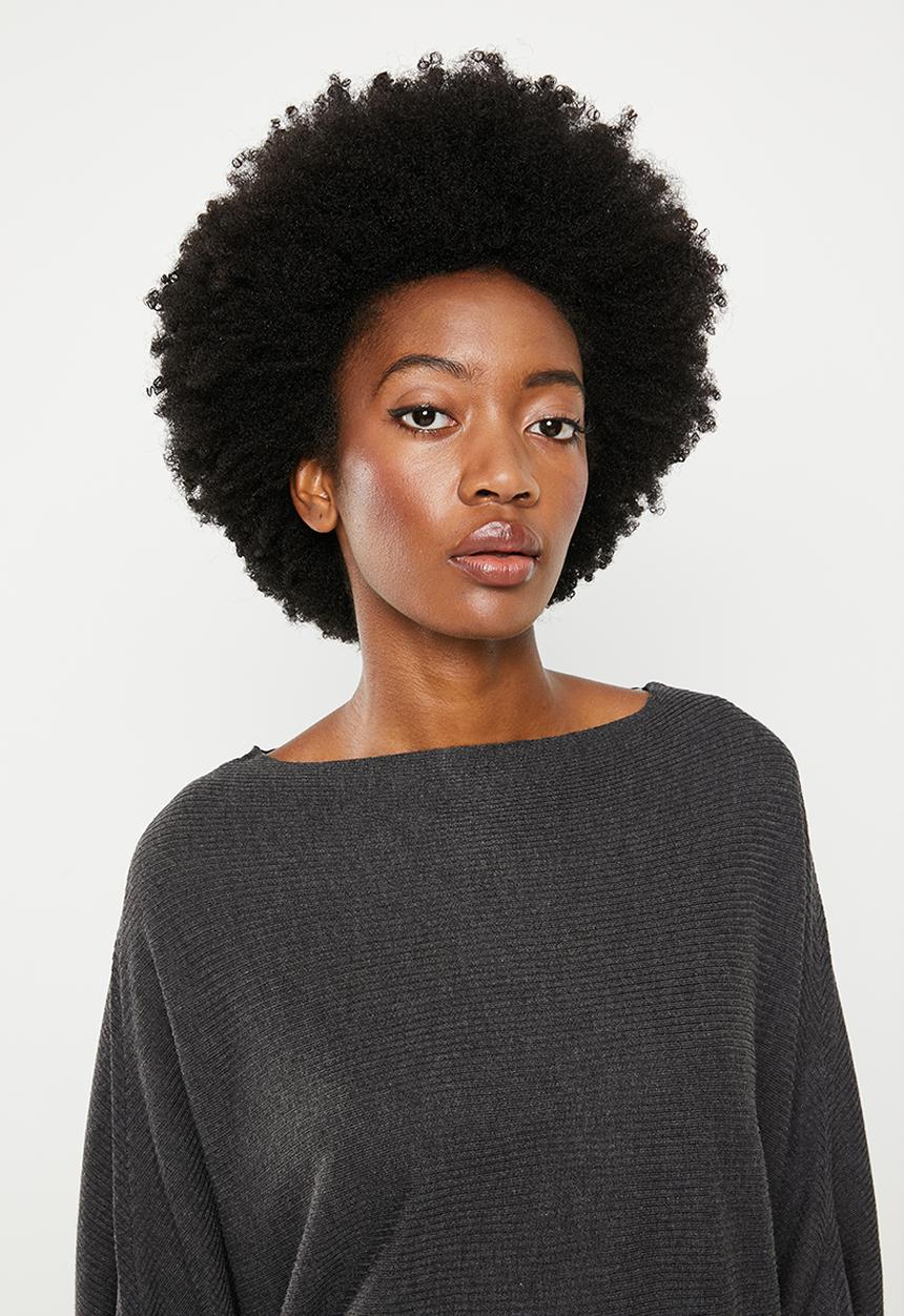 Noisy May - New behave batsleeve pullover knit - dark grey