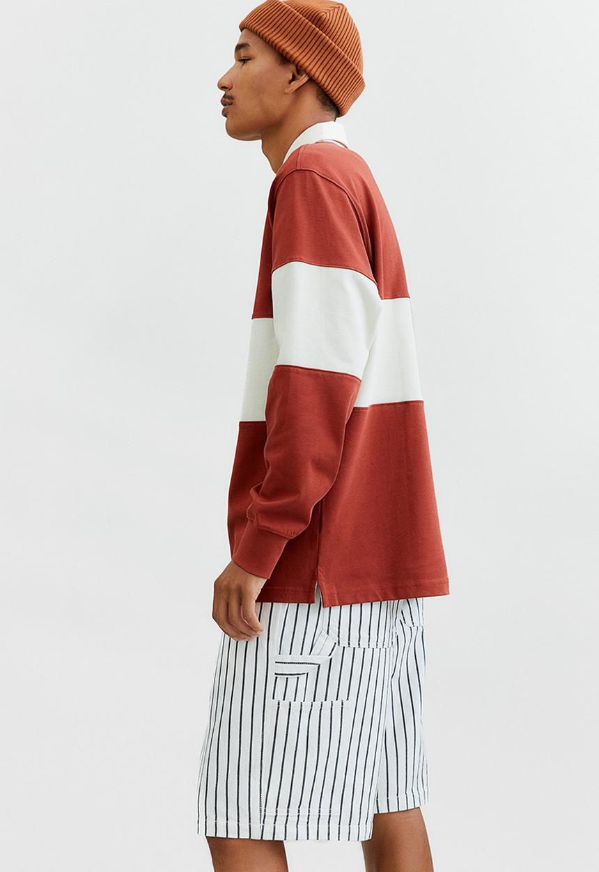 H&M - Relaxed fit rugby shirt - rust brown/cream