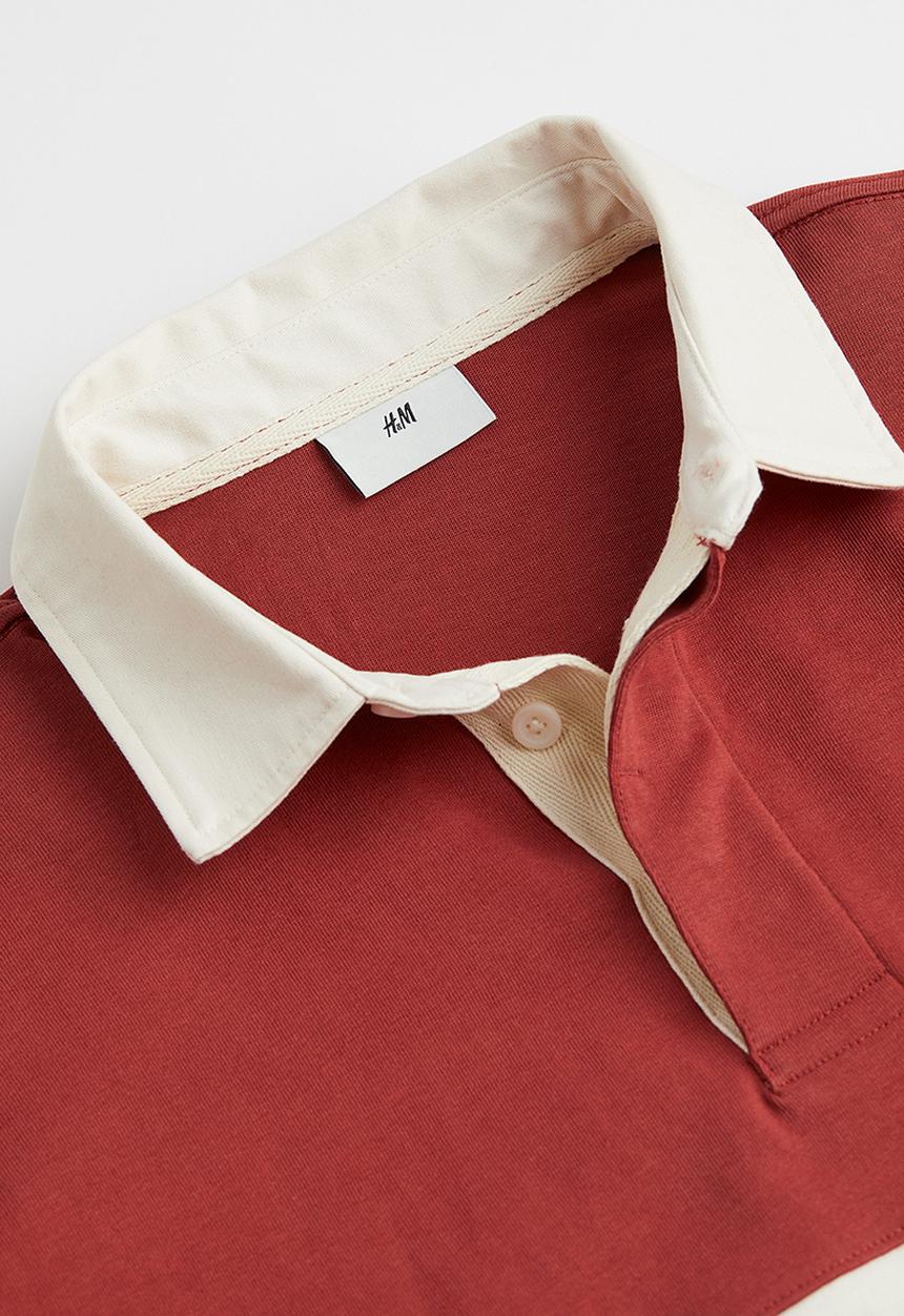 H&M - Relaxed fit rugby shirt - rust brown/cream