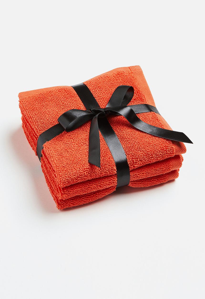 H&M - 3-pack cotton terry flannels - orange