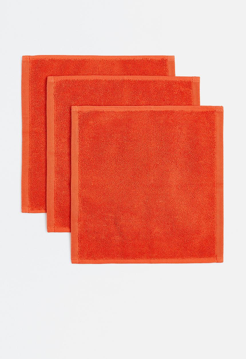 H&M - 3-pack cotton terry flannels - orange